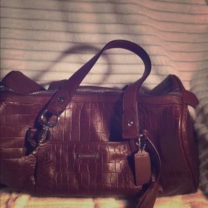 Croc Leather Coach Avery Satchel